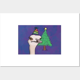 Christmas  Party Ostrich Posters and Art